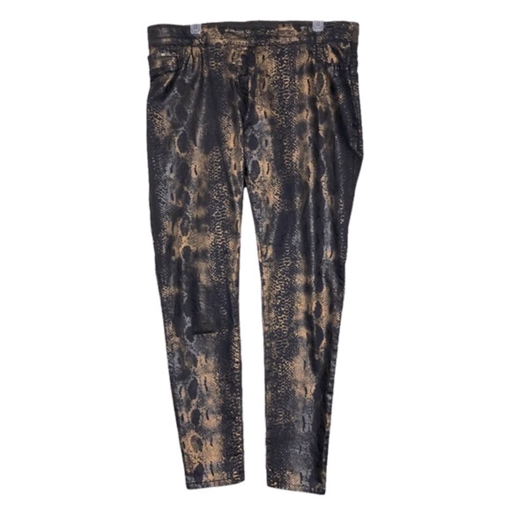Coco + CARMEN - Black & Gold Metallic Snakeskin Pull-on Pants - Size XL